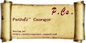 Pethő Csongor névjegykártya